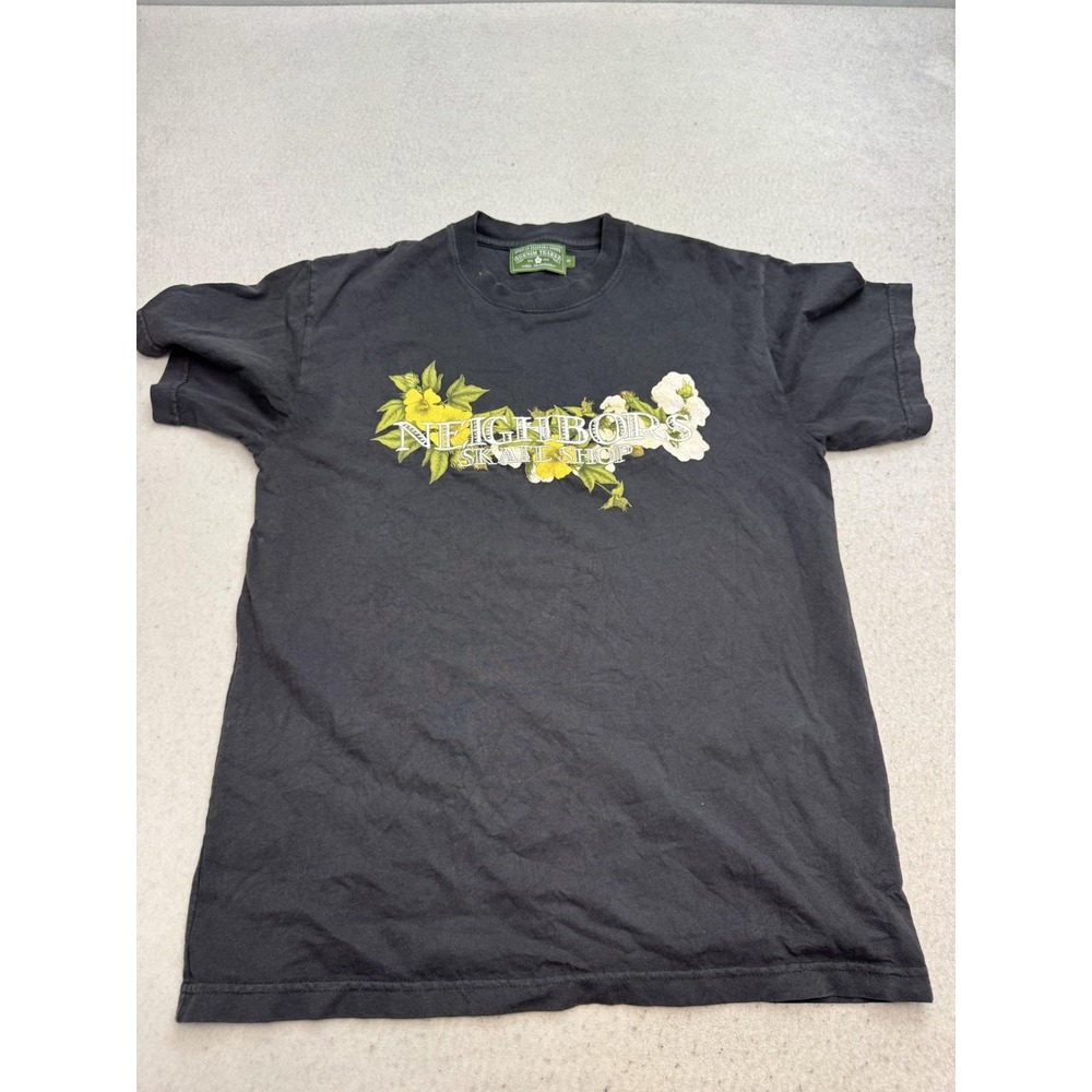 Denim Tears Neighbors Skate Shop Shirt Mens Small Black Floral Graphic Tee USA